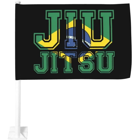 Flag BJJ Tee Brazilian Jiu Jitsu Car Flag 12x18 Inch Window Clip Flag - Double Sided Fade Resistant Outdoor Decoration Let Your Cars Stand Out