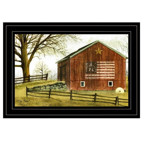 TrendyDecor4U Flag Barn By Billy Jacobs Ready To Hang Framed Print BJ112D-704G