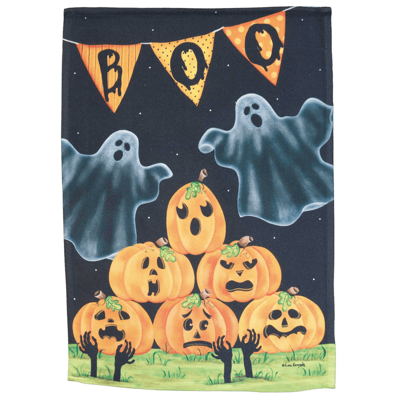 Halloween Boo Ghosts and Jack-O-Lanterns Polyester Garden Flag