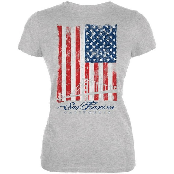 Flag Bridge San Francisco California Oversize Juniors Soft T Shirt Heather 2XL