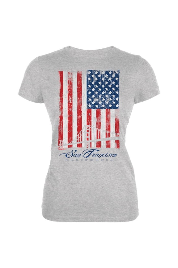 Flag Bridge San Francisco California Oversize Juniors Soft T Shirt Heather 2XL