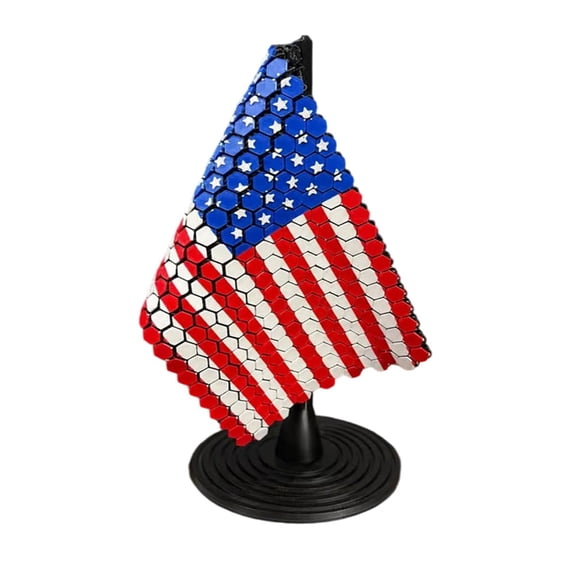 Flag Chain Mail Patriotic Desk Decor, 3D Printed American Flag Desktop Decor, 250th Anniversary Independence Day Table Decorations, Military Veteran Gift for Home Office Man Cave (1PC)