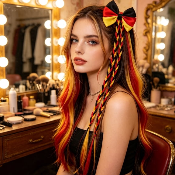 Flag Color Hair Braid Clips Bow Hair Accessories Sport Style Braided Clip Hair Extensions Festival Event Parade Party Photo Shoot Decorative Ribbon Braids Secure Clip Styling Accessory