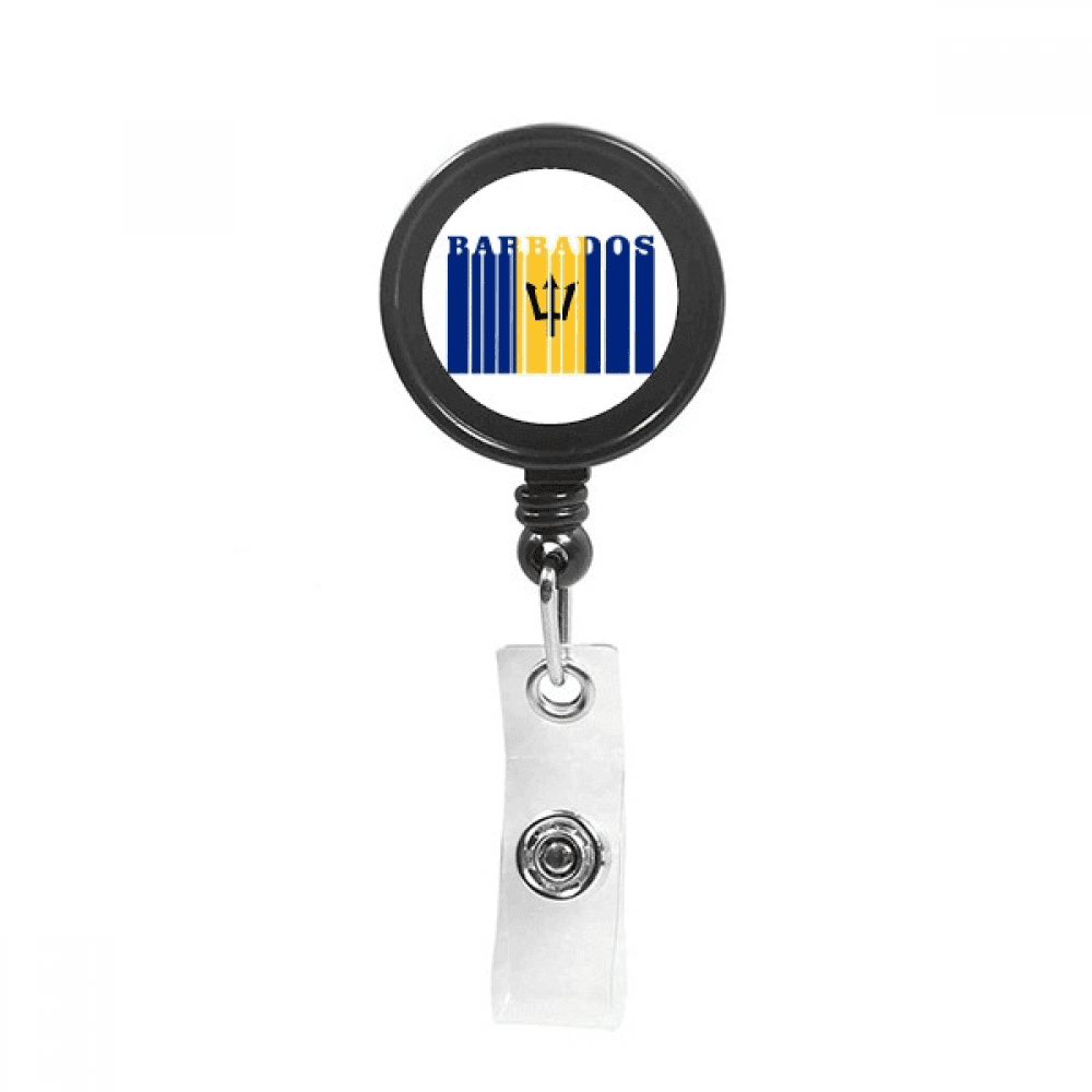 Flag Country Barbados Art Deco  Fashion Retractable Keychain Badge Holder ID Badge