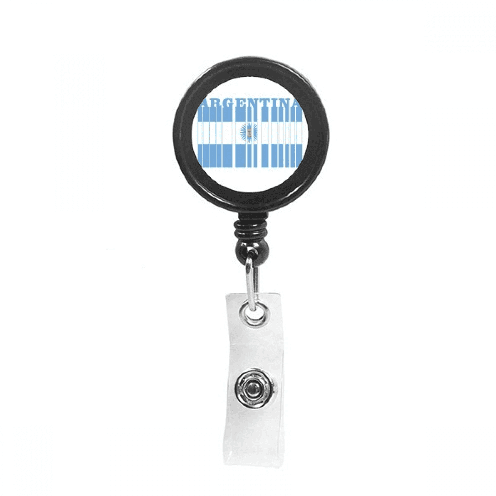 Flag Country Letter Argentina Retractable Keychain Badge Holder ID Badge
