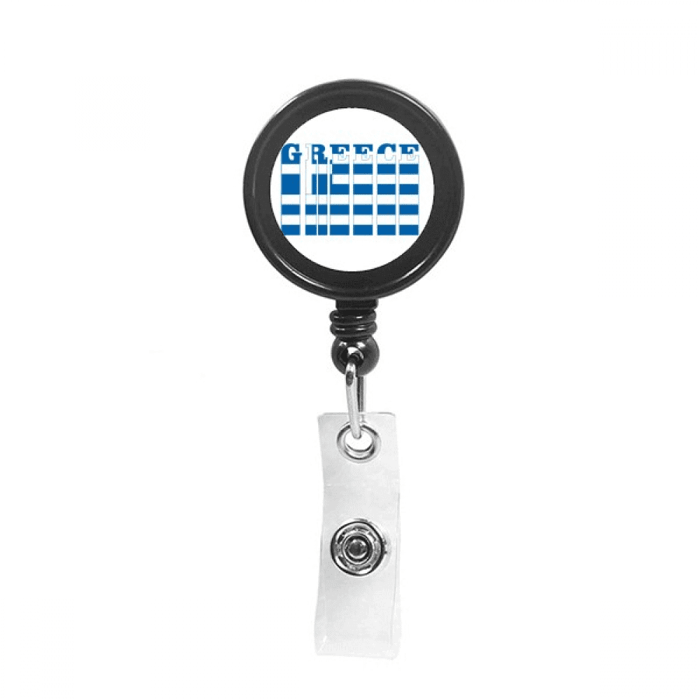 Flag Country Letter Greece Retractable Keychain Badge Holder ID Badge
