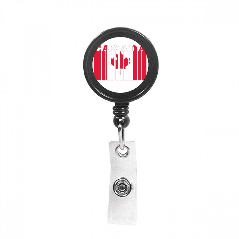 Flag Country Text Canada Art Deco  Fashion Retractable Keychain Badge Holder ID Badge