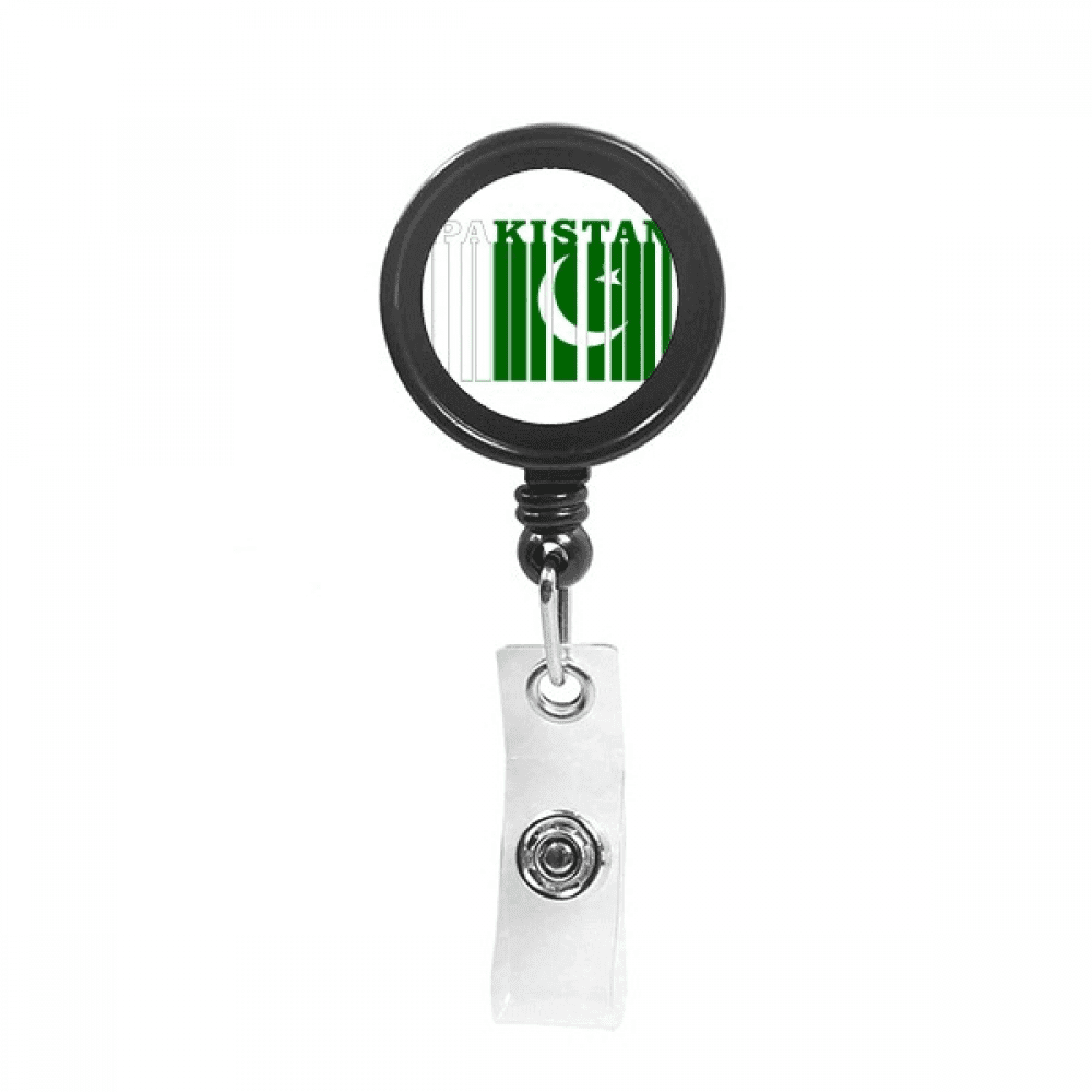 Flag Country Text Pakistan Retractable Keychain Badge Holder ID Badge