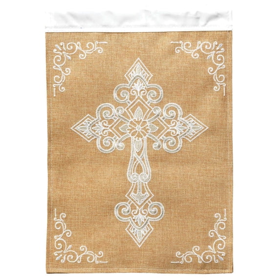Flag Cross Burlap Polyester