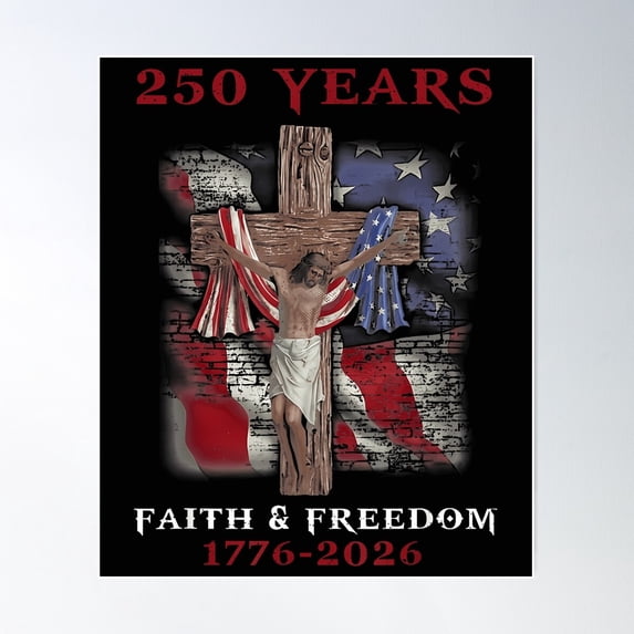 Flag Cross Tree 250 Years Faith and Freedom V2 Holy Mountain Silhouette ...