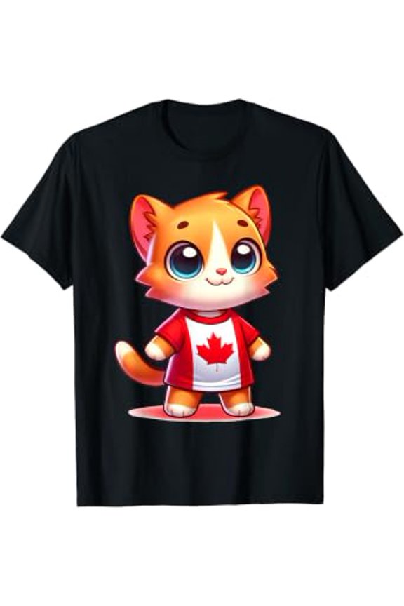 Flag Cute Cat Day Canadian Pride T-Shirt