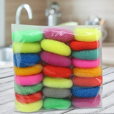 Memorial Day Clearance 24PCS Plastic Dish Scrubbers for Dishes Plastic Pot Round Scrubber Scouring Pad Nylon Dish Scrubber, Poly Mesh Scouring Dish Pads Non Scratch Scrubbers