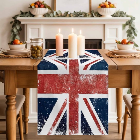 Flag Day Table Runner 13x36 Inch Flag Pattern Modern Simple Red White Stripe Retro Cotton Linen Dining Table Runner Ideal for Dresser Kitchen Coffee Tables - Machine Washable