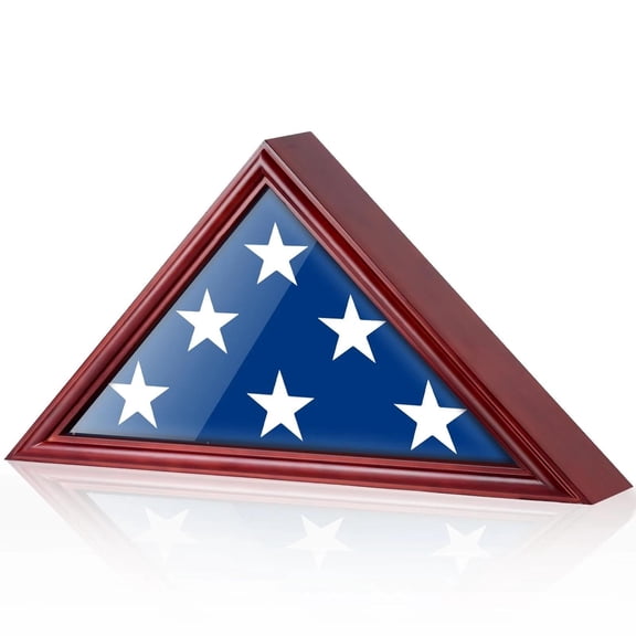 Flag Display Case for 9.5'x5' American Veteran Burial Flag with HD Tempered G...