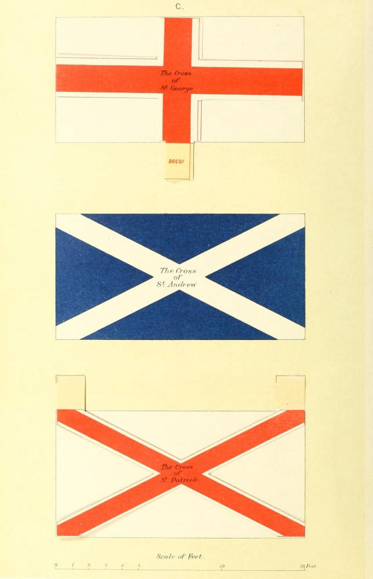 Flag Drawings of the flags in use 1916 Flags that make up Union Jack Canvas Art - Flag (18 x 24)