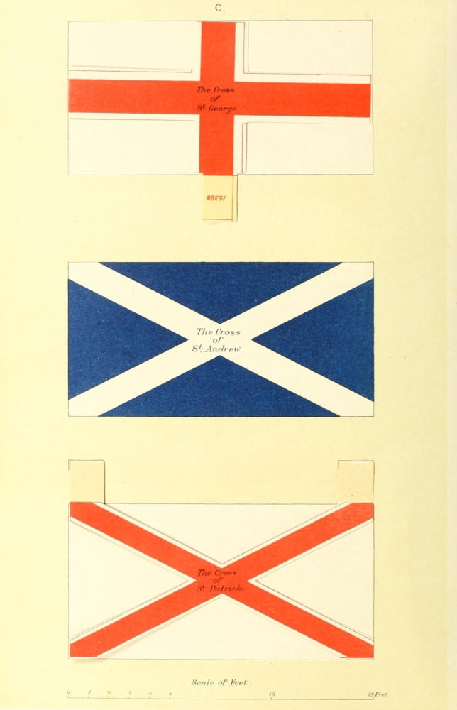 Flag Drawings of the flags in use 1916 Flags that make up Union Jack Canvas Art - Flag (24 x 36)