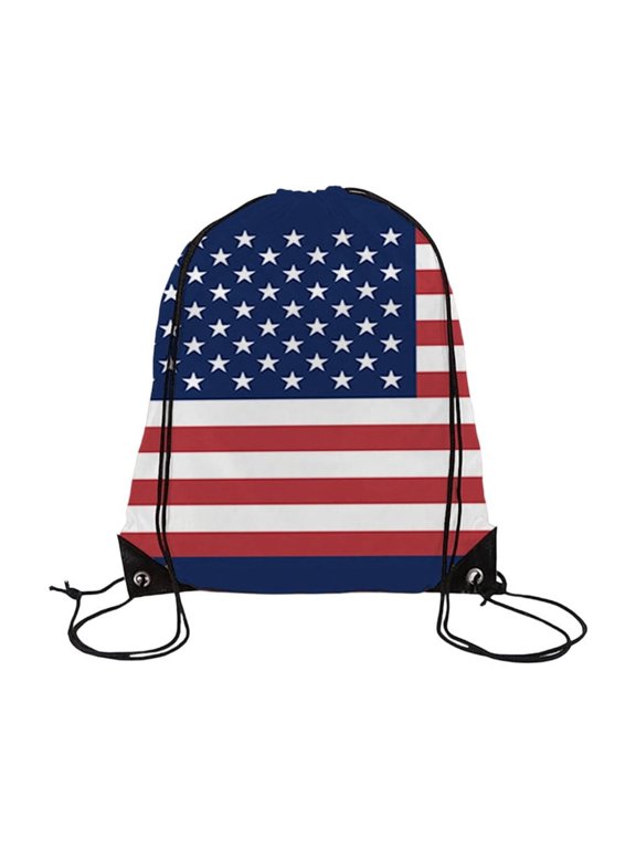 Flag Drawstring Backpack Football Sports Sackpack with Team Print Soccer Gym Game Fans Daily Use Carry Bag