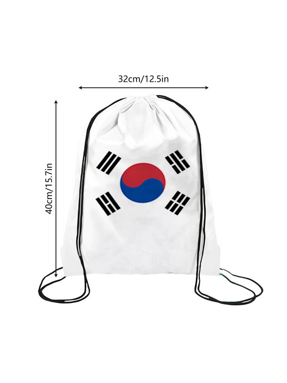 Flag Drawstring Backpack Football Sports Sackpack with Team Print Soccer Gym Game Fans Daily Use Carry Bag