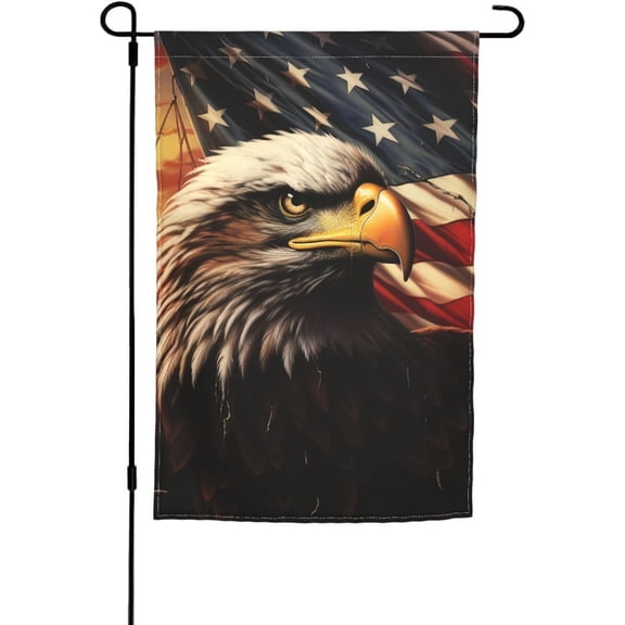 Flag and Eagle Garden Flag 12x18 in Indoor Outdoor Double Sided Flag Vivid Color and Fade proof - Small Yard Flags for Outside Holiday Banner Wall Art Hanging Poster
