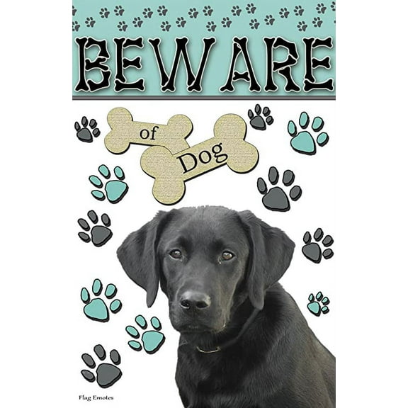 Flag Emotes - Double Sided Garden Flag - Beware Of Dog - Black Lab