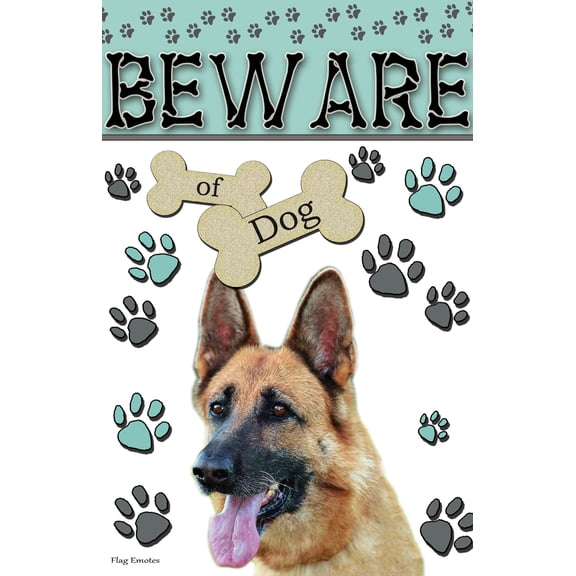 Flag Emotes - Double Sided Garden Flag - Beware Of Dog - German Shepherd