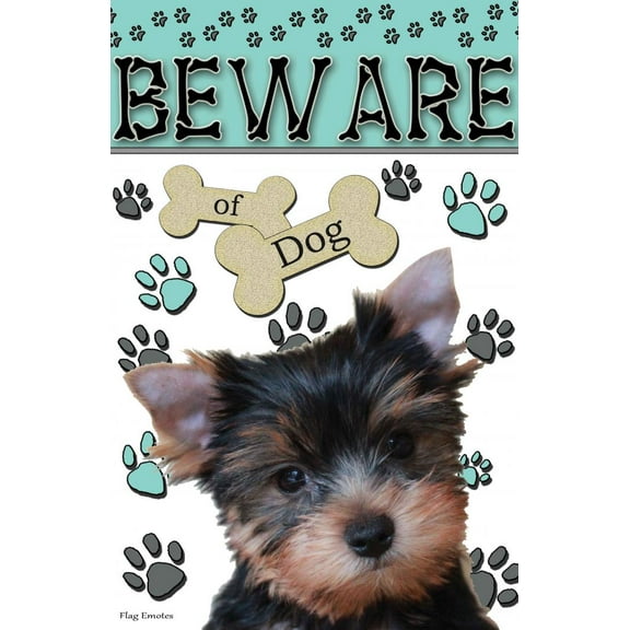 Flag Emotes - Double Sided Garden Flag - Beware Of Dog - Yorkie