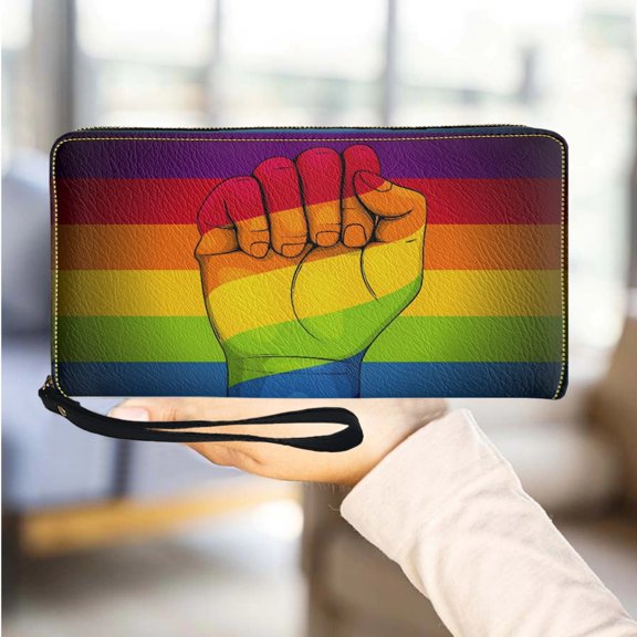 Flag Fist Design Women Wallet Fashion PU Leather Portable Clutch Bag LGBT Pride Casual Party Travel Coin Bags Purse
