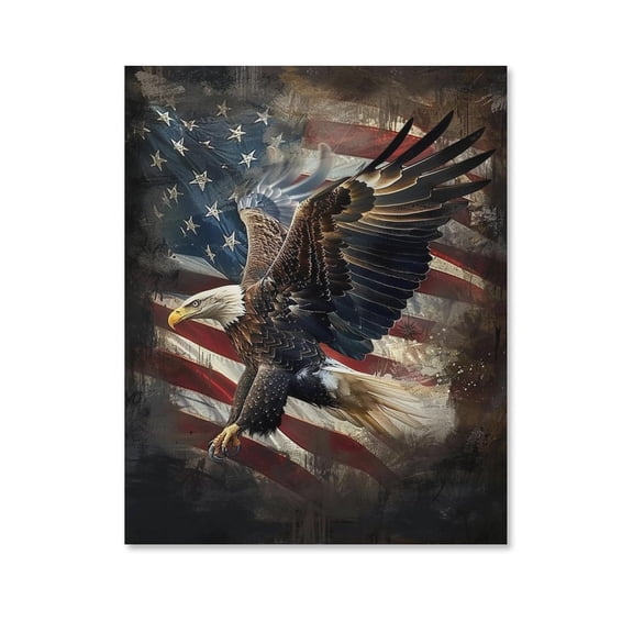 Flag Flying Eagle Poster Canvas- Perfect for Wall Artrations, Dining Room Decor, Bedroom Art, Wall Decor Living Room, Wall Art, Frameless 20x30inch