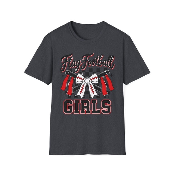 Flag Football Girls Bow Red Black Graphic T-Shirt - Walmart.com