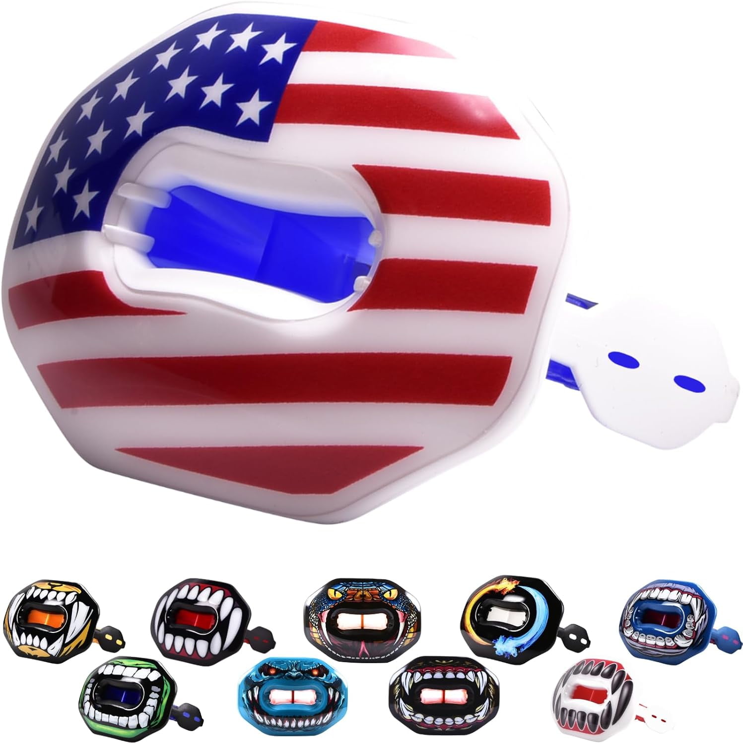 Flag Football Mouth Guard with 3D LipFit Design for Kids - Youth Tackle Football Mouthguard (No Boil) Cool Instant Fit Lip Guard Mouthpiece for Braces (Detachable Helmet Strap Included)
