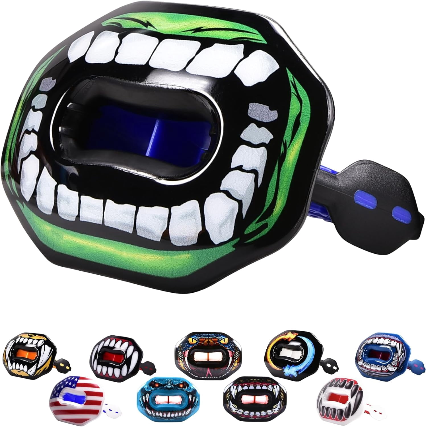 Flag Football Mouth Guard with 3D LipFit Design for Kids - Youth Tackle Football Mouthguard (No Boil) Cool Instant Fit Lip Guard Mouthpiece for Braces (Detachable Helmet Strap Included)