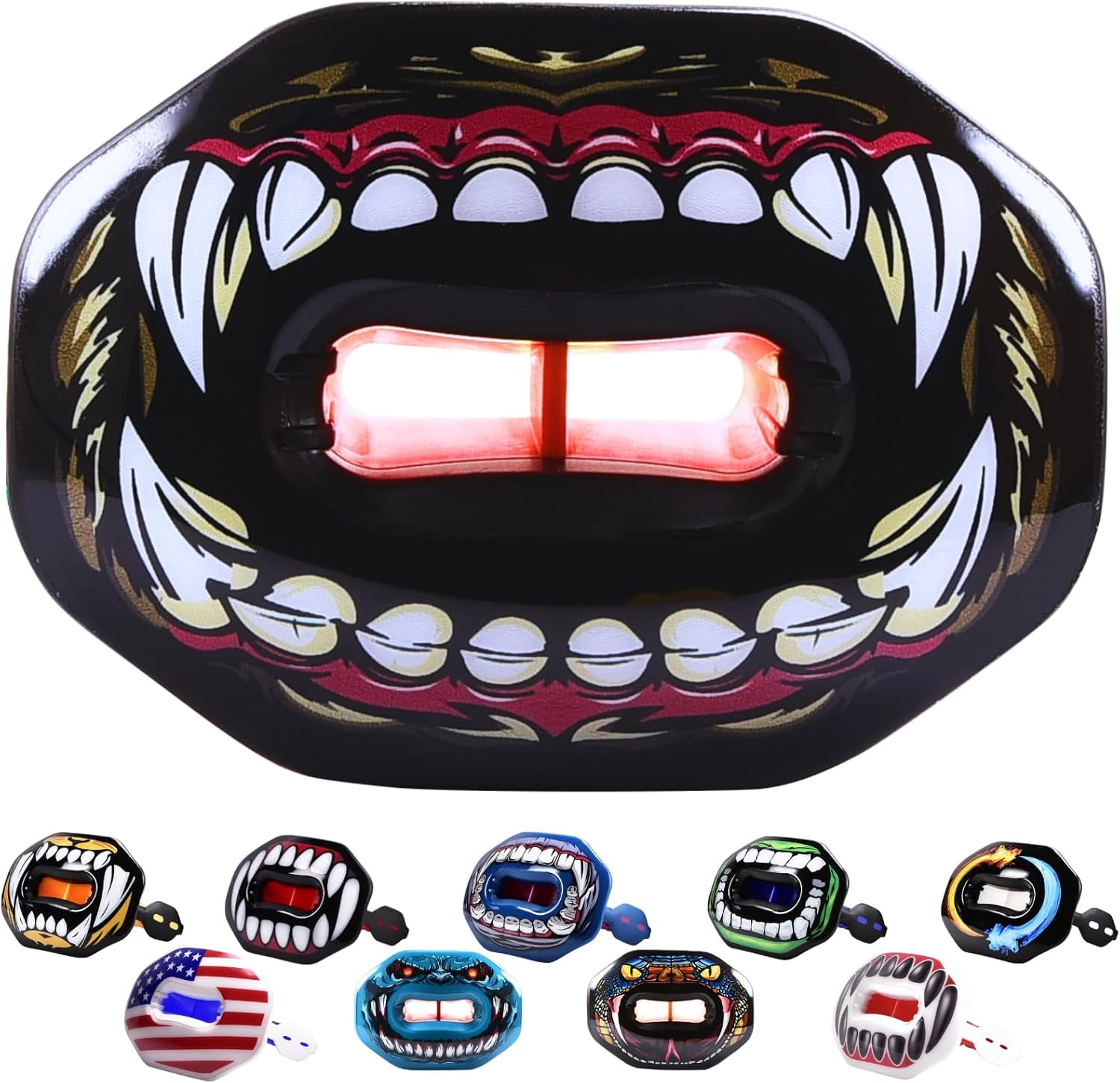 Flag Football Mouth Guard with 3D LipFit Design for Kids - Youth Tackle Football Mouthguard (No Boil) Cool Instant Fit Lip Guard Mouthpiece for Braces (Detachable Helmet Strap Included)