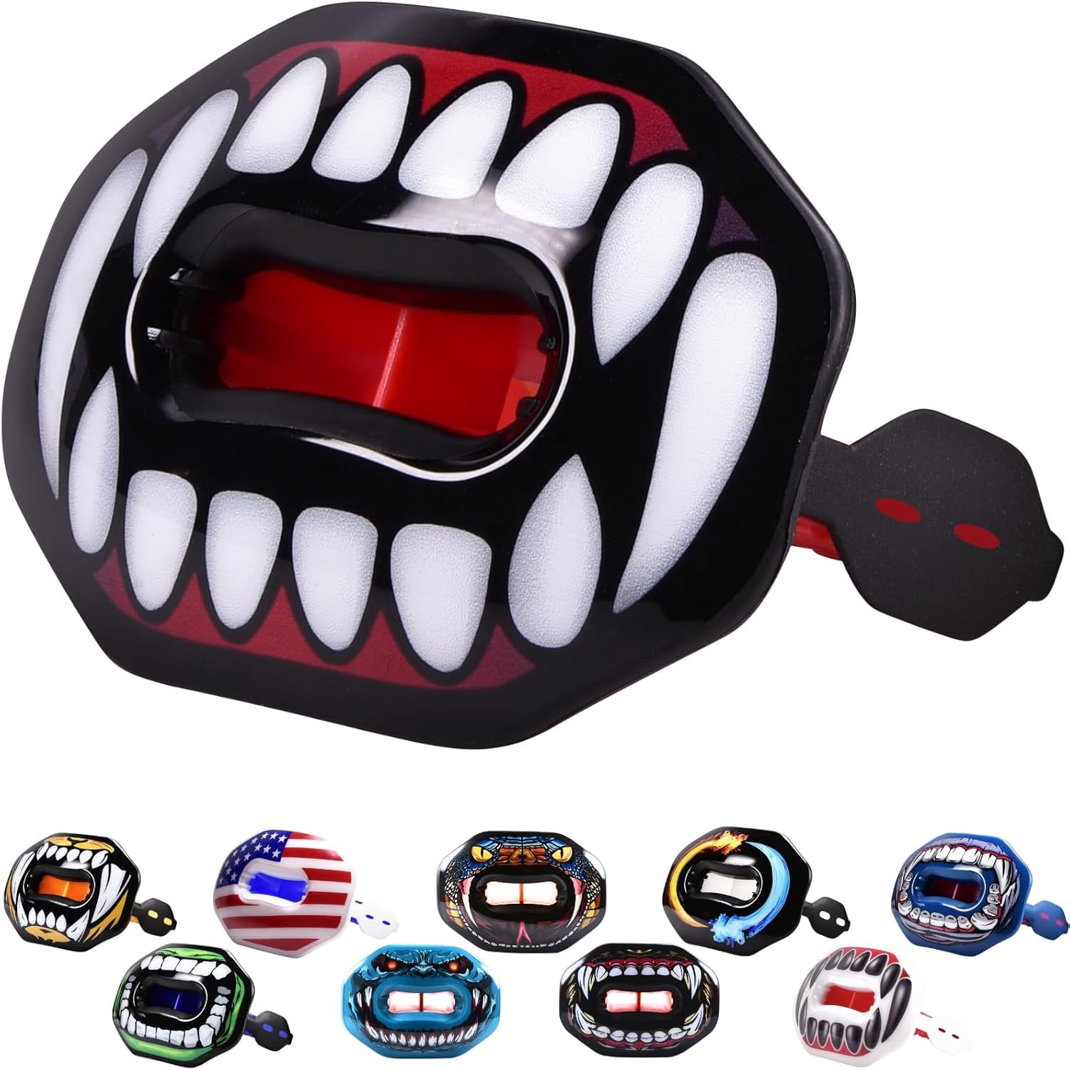 Flag Football Mouth Guard with 3D LipFit Design for Kids - Youth Tackle Football Mouthguard (No Boil) Cool Instant Fit Lip Guard Mouthpiece for Braces (Detachable Helmet Strap Included)