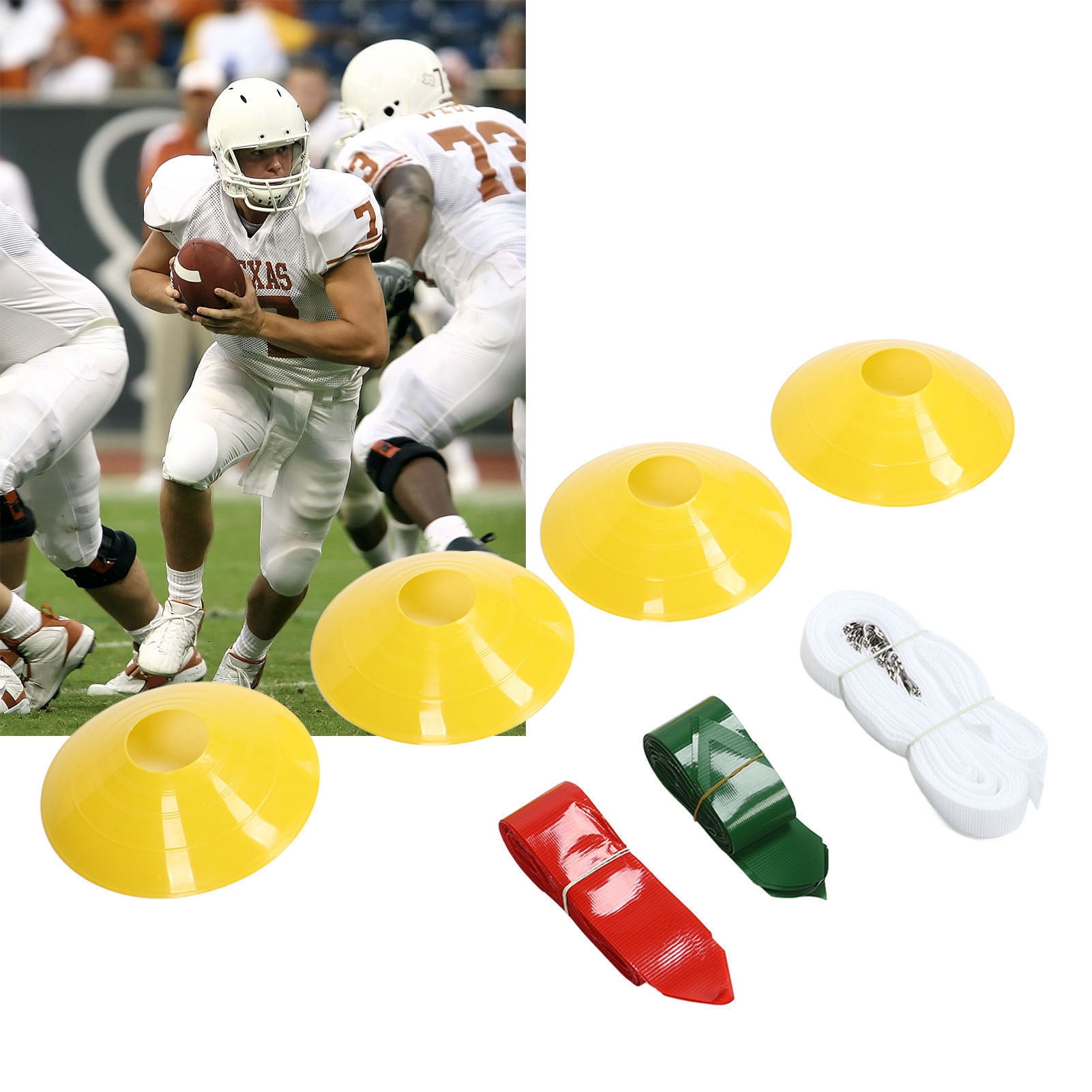 Flag Football Set, 10 Player Football Belts Flags Kit 10 Belts 4 Cone