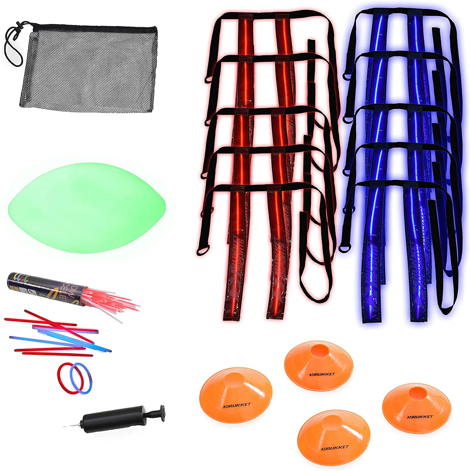 Flag Football Set, Glow In The Dark Capture The Flag Footballs, Belts