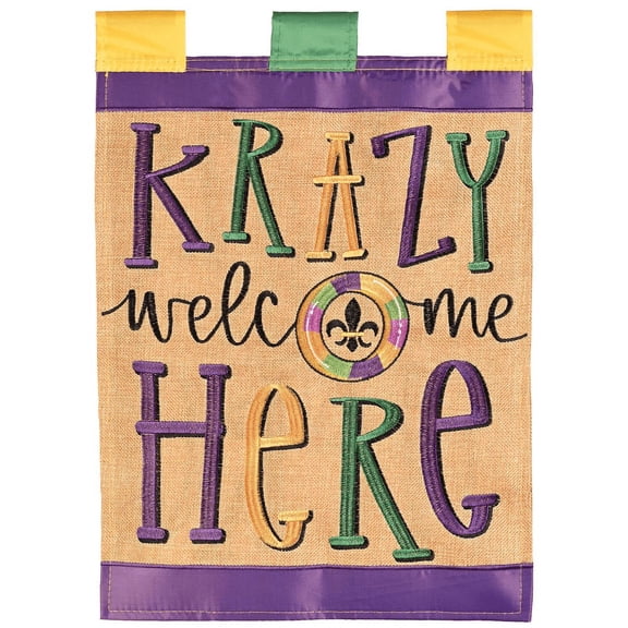 Flag Garden Krazy Welcome Here 13x18
