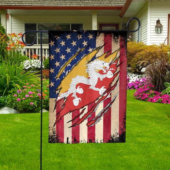 Flag Half American Flag Bhutanese Proud In Bhutan U.S.A Friendship Root Garden Flag (11.5x17.5) Double Sided-USA Flags Premium Polyester-Decorative Indoor Outdoor Flag