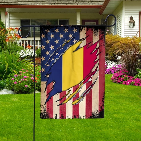 Flag Half American Flag Chadian Proud In Chad U.S.A Friendship Root Garden Flag, Double-Sided Decorative Outdoor Flag, Patriotic Polyester Yard Flag 12 x 18 in