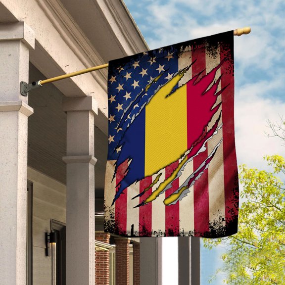 Flag Half American Flag Chadian Proud In Chad U.S.A Friendship Root House Flag (29.5x39.5) Double Sided-USA Flags Premium Polyester-Decorative Indoor Outdoor Flag