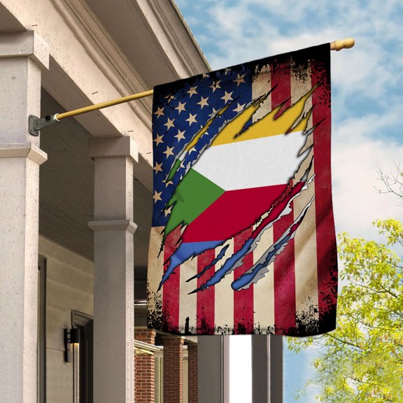 Flag Half American Flag Comoran Proud In Comoros U.S.A Friendship Root House Flag (29.5x39.5) Double Sided-USA Flags Premium Polyester-Decorative Indoor Outdoor Flag