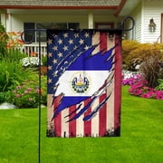 USA El Salvador Friendship Half Flag Patriotic Proud in Garden Flag, Double-Sided Outdoor Yard Decor 11.5 x 17.5 Inch