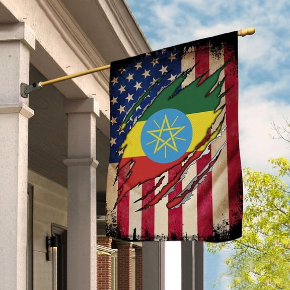 USA Ethiopia Friendship Half Flag Patriotic Ethiopian Proud in House Flag, Double-Sided Outdoor Yard Decor 29.5 x 39.5 Inch