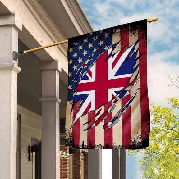 USA United Kingdom Friendship Half Flag Patriotic American House Flag, Double-Sided Outdoor Yard Decor 29.5 x 39.5 Inch