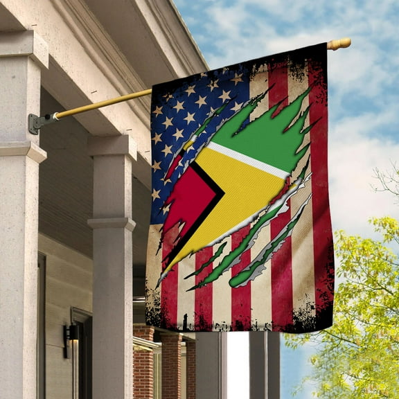 Flag Half American Flag Guyanese Proud In Guyana U.S.A Friendship Root House Flag (29.5x39.5) Double Sided-USA Flags Premium Polyester-Decorative Indoor Outdoor Flag