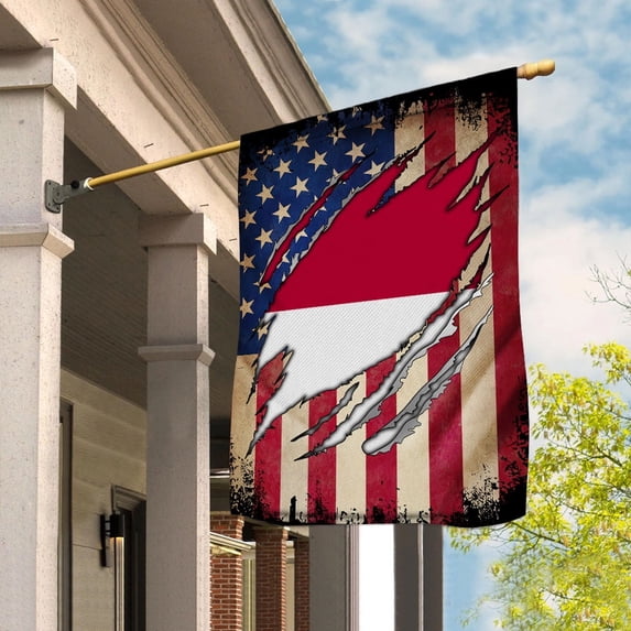 Flag Half American Flag Indonesian Proud In Indonesia U.S.A Friendship Root House Flag, Double-Sided Decorative Outdoor Flag, Patriotic Polyester Yard Flag 29.5 x 39.5 in