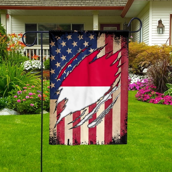 Flag Half American Flag Monacan Proud In Monaco U.S.A Friendship Root Garden Flag, Double-Sided Decorative Outdoor Flag, Patriotic Polyester Yard Flag 12 x 18 in