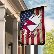 USA Nepal Friendship Half Flag Patriotic Nepali American House Flag, Double-Sided Outdoor Yard Decor 29.5 x 39.5 Inch