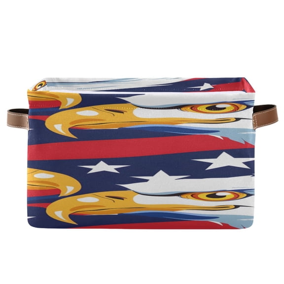 Flag Hawks Square Storage Bins with Handles Collapsible Containing Box 1 Pack