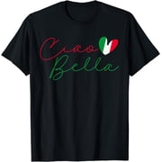 t-shirt Flag Italy Italian Ciao Bella T-Shirt mens black women funny journey Crew Neck, Short Sleeve,printing