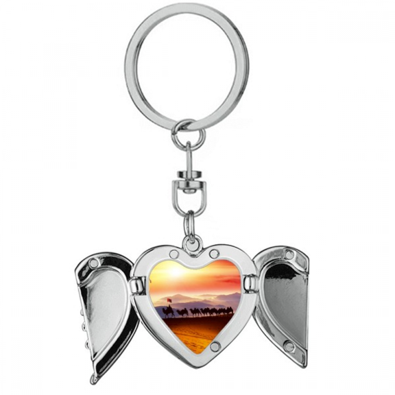 Flag Journey Silk Road Camel Desert Heart Angel Wing Key Chain Holder
